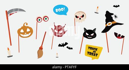 Texte d'Halloween et de l'icône sticker pack pour la conception Illustration de Vecteur