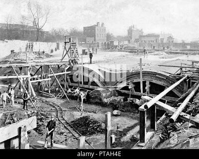 Construction du métro de Londres début des années 1900 Banque D'Images