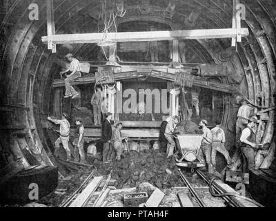 Construction du métro de Londres début des années 1900 Banque D'Images