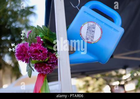 Un arrosoir bleu, le marché clavettes sur Flinders Street, Central Business District de la ville de Townsville QLD, Australie Banque D'Images