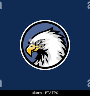 Eagle Head avec fond bleu vecteur Conception Logo, signe, Icône, modèle, illustration Illustration de Vecteur
