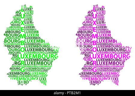 Luxembourg carte croquis texte de lettre, Grand-duché de Luxembourg - sous la forme du continent, la carte Luxembourg - vert et violet vector illustration Illustration de Vecteur