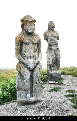 Ancienne statue femme scythe en plein air Banque D'Images