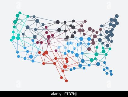 Résumé réseau américain avec la carte et link Illustration de Vecteur
