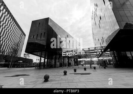 Liverpool museum/détail architectural en noir et blanc Banque D'Images