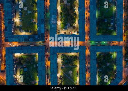 Vue sur Drone Nikiszowiec règlement des mineurs et du district de Katowice. Katowice, Silésie, Pologne Banque D'Images