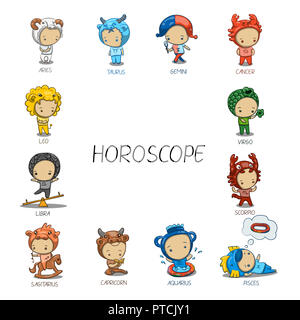 Carte Template de horoscope mignon Banque D'Images