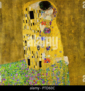 Gustav Klimt, le baiser, vers 1907-1908 Huile sur toile, palais du Belvédère, Vienne, Autriche. Banque D'Images