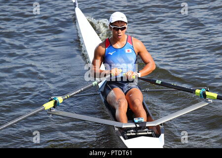 Buenos Aires, Argentine. 8 octobre, 2018. Syunsuke Shimada (JPN) : aviron Skiff hommes lors de Buenos Aires 2018 Jeux Olympiques de la jeunesse au parc urbain à Buenos Aires, Argentine . Credit : Naoki Nishimura/AFLO SPORT/Alamy Live News Banque D'Images