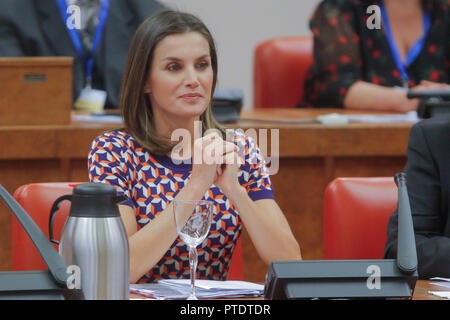 Madrid, Espagne. 09Th Oct, 2018. Reine Letizia participe à la Journée internationale des maladies mentales au congrès national à Madrid, Espagne le 9 octobre 2018. Credit : Jimmy Olsen/Media Espagne*** ***aucune perforation/Alamy Live News Banque D'Images