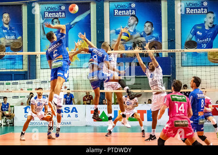 Campinas, Brésil. 05Th Oct, 2018. finale de la Paulista men&# 39;s Volallball, tenu à Campinas, au gymnase Taquaral à partir de lundi (8) et de finition dans les premières minutes ce mardi (9). Crédit : Fabio Leoni/FotoArena/Alamy Live News Banque D'Images