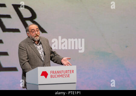 Francfort, Allemagne. 9 octobre, 2018. Aka Morchiladze s'exprimant lors de la cérémonie d'ouverture de la 70e Foire du livre de Francfort Buchmesse Frankfurt 2018 / Crédit : Markus Wissmann/Alamy Live News Banque D'Images