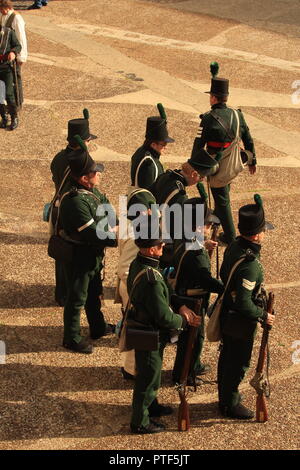 Les frais généraux de tournage- POV Rifleman Diaries- Unité de fusiliers en formation lors d'une reconstitution. Banque D'Images