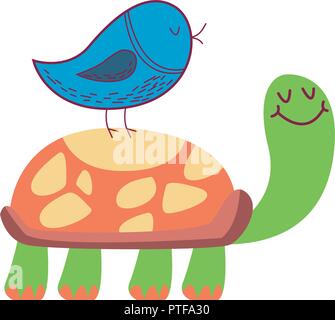 Oiseau sur turtle Illustration de Vecteur