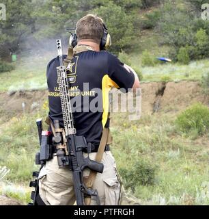 Le s.. Joel Turner de Belton, Caroline du Sud, placé en premier la Division illimité au Rocky Mountain 2017 3 août Championnat d'épaule 10-13 à Raton, Nouveau Mexique. Banque D'Images