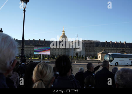 PARIS, FRANCE - 5 octobre 2018 - Paris la célébration des funérailles de Charles Aznavour à invalides lieu patrimonial, participer à l'externe aux citoyennes et fie Banque D'Images