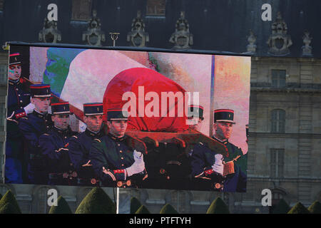 PARIS, FRANCE - 5 octobre 2018 - Paris la célébration des funérailles de Charles Aznavour à invalides lieu patrimonial, participer à l'externe aux citoyennes et fie Banque D'Images