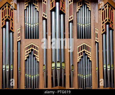 Tuyaux d'orgue du grand orgue de la cathédrale de Bruxelles, Belgique Banque D'Images