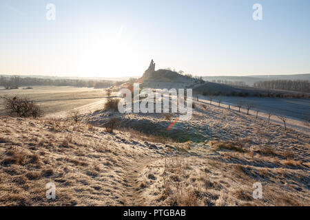 Vue sur le massif du mur en pierre du diable, Saxe-Anhalt, Allemagne Banque D'Images