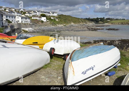 Portscatho, un village de pêcheurs traditionnel Cornouaillais Banque D'Images