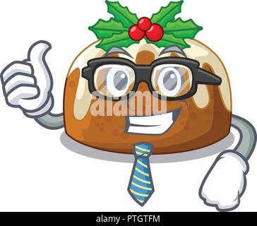 Businessman cartoon des pudding de Noël avec le houx Illustration de Vecteur