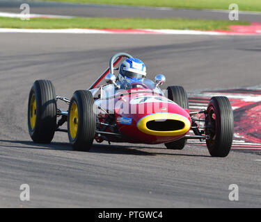 Simon Durling, Lotus 22, FJHRA, HSCC, Championnat avant 64 ans de Formule Juniors à moteur arrière enginé, Donington Historic Festival, 2018, course automobile, Banque D'Images