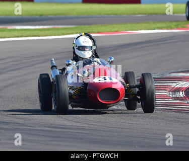 Tony, Olissoff FJHRA Elfin Mk1, Championnat, HSCC, pour le pré-64 formule moteur avant et arrière Juniors, Donington Festival historique, 2018, sport automobile Banque D'Images