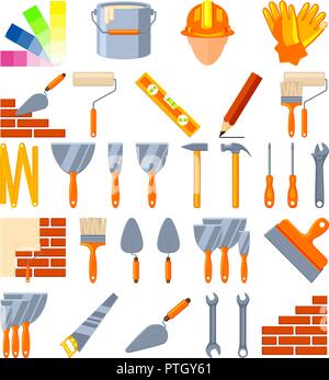 Caricature en couleurs 30 éléments de construction Illustration de Vecteur