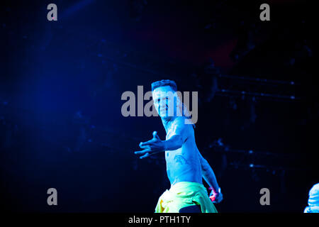 Le Danemark, Roskilde - Juillet 3, 2015. Le duo rap sud-africain Die Antwoord effectue un concert live au stade Orange au Danish music festival Festival de Roskilde 2015. Le duo composé des deux rave-chanteur Ninja (photo) et YoLandi Visser qui effectuent des lyrics en afrikaans, xhosa et l'anglais. (Photo crédit : Gonzales Photo - Kasper Maansson) Banque D'Images