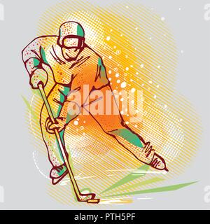 Le joueur de hockey sur les graphiques, image vectorielle Illustration de Vecteur