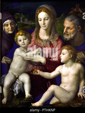 Sainte famille avec ST. Anna et Johannesknaben 1545/1546 par Agnolo di Cosimo, appelé Bronzino (1503 Monticelli près de Florence - 1572 Florence) Italie,italienne. Agnolo di Cosimo, Said, il Bronzino, 1503-1752 Banque D'Images