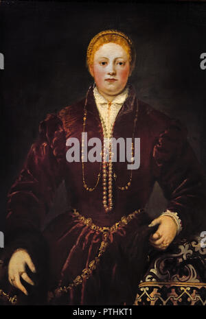 PORTRAIT D'Une JEUNE DAME 1553/1555 Jacopo Robusti, appelée Tintoretto (1518 - 1594 Venise) Italie Italien Jacopo Tintoretto (nom réel Jacopo Comin 1518 - 1594) Jacopo ROBUSTI Banque D'Images