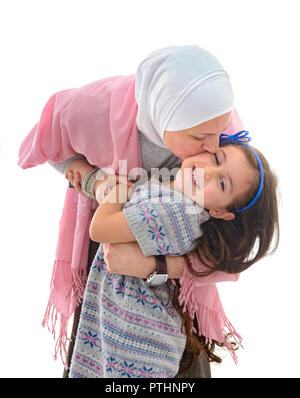 Une heureuse mère musulmane et sa fille Banque D'Images