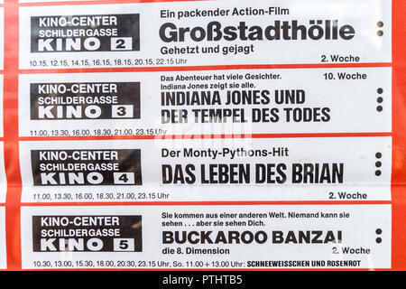 Affiche du film sur l'Archive de presse dans la ville en octobre 1984, Filmclub 813, Die Brücke, Hahnenstrasse, Köln, Nordrhein-Westfalen, Allemagne Banque D'Images