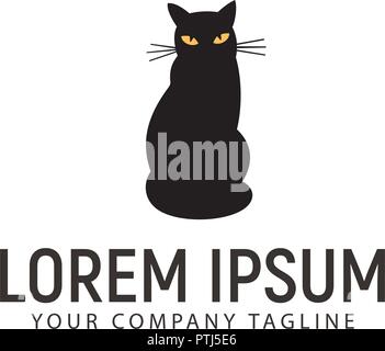 Logo chat noir modèle concept design Illustration de Vecteur