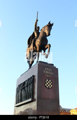 Statue roi Tomislav à Zagreb, Croatie Banque D'Images