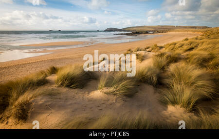 Constantine Bay sur la côte nord des Cornouailles. Banque D'Images