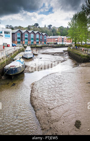 Le fleuve Kenwyn se joindre à la rivière Truro Truro en centre-ville de Cornwall. Banque D'Images