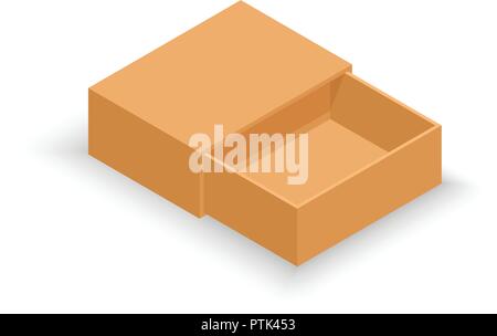 Isométrique vectoriel ouvert boîte en carton. Livraison et l'emballage. Illustration de Vecteur