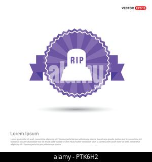 Pierre tombe RIP Halloween icône - bannière du ruban violet Illustration de Vecteur