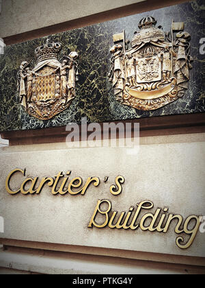 Cartier Bâtiment plaque sur la Cinquième Avenue, NYC,USA Banque D'Images