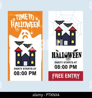 Happy Halloween invitation design avec hunted house vector Illustration de Vecteur