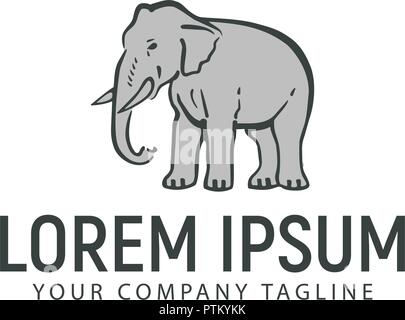 Conception de logo dessiné à la main de l'éléphant modèle concept Illustration de Vecteur