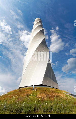 Thyssenkrupp ascenseurs pour tour d'essai avec la plate-forme d'accueil, Rottweil, Bade-Wurtemberg, Allemagne Banque D'Images