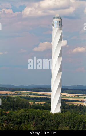 Thyssenkrupp ascenseurs pour tour d'essai avec la plate-forme d'accueil, Rottweil, Bade-Wurtemberg, Allemagne Banque D'Images