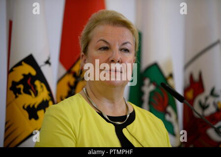 Vienne, Autriche. 10 octobre 2018. Conseil des ministres de la Chancellerie fédérale. La photo montre le ministre fédéral du travail, des affaires sociales, de la santé et de la protection des consommateurs de la République d'Autriche, Beate Hartinger-Klein (FPÖ). Credit: Franz PERC / Alamy Live News Banque D'Images