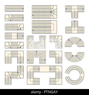 Dessin d'escalier. Un ensemble d'escalier. Vector illustration. L'icône de construction abstraite. Illustration de Vecteur