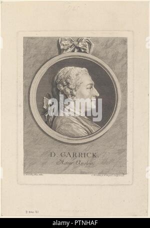 Portrait de David Garrick. Artiste : Charles Nicolas Cochin II (français, Paris 1715-1790 Paris) ; N. Dupuis Jr.. Dimensions : plateau : 7 5/8 x 5 3/4 in. (19,4 x 14,6 cm) : feuille 10 x 7 3/8 à 11/16. (27,2 x 18,8 cm). Date : 1764. Musée : Metropolitan Museum of Art, New York, USA. Banque D'Images