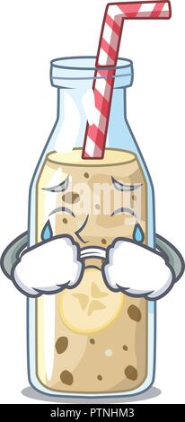 Smoothie banane sain de pleurer dans la caricature glass Illustration de Vecteur