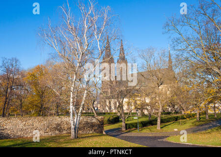 La basilique et la Collégiale de Saint Pierre et Saint Paul dans la région château Vysehrad (forteresse), Prague, République Tchèque Banque D'Images